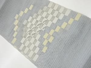 リサイクル　絽綴れ格子模様織出し名古屋帯